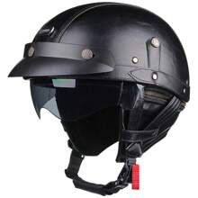 Retro Motorcycle Helmet PU Leather Moto Helmets Motorbike Helmet German Style Half Face Helmets Vintage Casco Moto Cycling Helmet Racing Protection Motorcycle Equipment Riding Protective Accessories Rider Gifts