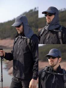 1pc Summer Outdoor Quick-Dry Bucket Hat With Neck Cover For Men, Fishing, Hiking, Sun Protection - A - View 2