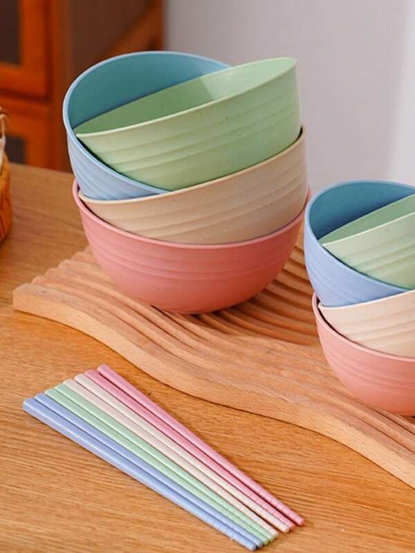 4/8pcs Plastic PP Cereal Bowls, Suitable For Soup, Snacks, Salad, Fruit, Dishwasher & Microwave Friendly, Kitchen & Dining