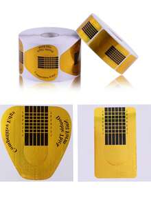 100pcs Rectangle Gold Square Nail Extension Paper Forms, Nail Art Salon Acrylic/Gel Nail Extension Tip Extension Wearable Paper Patch Sticker, Nail Extension Paper Mold For DIY Nail Design - Multicolor - View 10