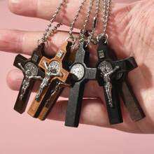 2pcs Basic Black, Brown, Light Brown Wooden Cross Pendant, Suitable For DIY Bag Charms, Home Decoration, Etc.