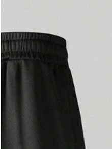 Men's Loose Casual Sports Pants, Minimalist Solid Color Wide Leg Design, With Drawstring Waist And Large Pockets, Lightweight And Comfortable, Suitable For Daily Walking, Work, Travel And Other Occasions. - Black - View 6