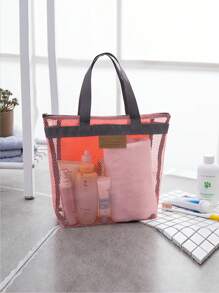 Shower Caddy Portable - Mesh Shower Caddy Bag Clear Bag, Wash Bag Toiletries Bag Basket Tote Tote Bag Durable Clear Bag, Wash Bag Toiletries Bag, Cosmetic Bag, For College Dorm Room Bathroom Gym Camp Quick Dry Shower Bags For Women Men With Hoo Graduation