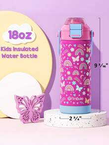 2 Pack Kids Insulated Water Bottle With Pop-Open Straw & Spout 2-In-1 Lid, 18oz Leak Proof 18/8 Stainless Steel Vacuum Tumbler, Kids Cup For Travel School Boys Girls, Macaron - Macaron - View 5