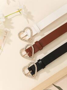 3件套女士多功能水钻爱心装饰腰带，适合夏季、学校秋季、万圣节等场合。 - 彩色 - 查看 3