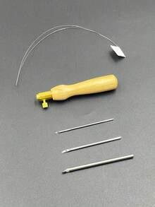 1 Set 3 Interchangeable Embroidery Needles With Threader, Wooden Handle Embroidery Needle Kit, Cross Stitch Embroidery Tools, DIY Craft Needles, Sewing And Handicraft Art Supplies