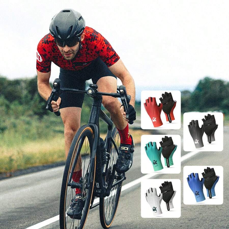 1双半指骑行手套，户外运动防紫外线手套，钓鱼防擦伤手套，自行车手套，摩托车手套