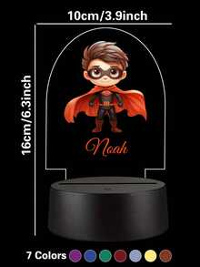 1pc Custom Cartoon Cape Boy 3D Led Night Light, Custom Super Hero, Custom Car, Custom Giant Wheel 3D Led Night Lamp, Color Changing Bedroom Manga Anime Figure Night Lights Gift,Christmas Gift Supplies