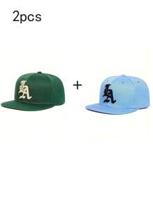 1pc Unisex Street Style Embroidered Flat-Brim Baseball Cap, 100% Polyester, Handwash, Non-Stretch, Lightweight - Adjustable Flat-Brim