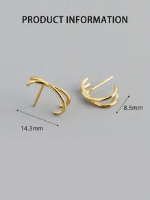 1 pièce Boucle d'oreille à tige en forme de croix en argent sterling 925, boucle d'oreille de déclaration hypoallergénique pour femme