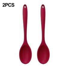 2 piezas Cucharas de silicona resistentes al calor, cuchara de cocina de silicona, cuchara de silicona de cocina, raspador de mezcla antiarañazos, cuchara de mezcla de silicona antiadherente, utensilios de cocina antiadherentes, herramienta de hornear, cuchillo para mantequilla, cuchara grande, aproximadamente 11 pulgadas rojo
