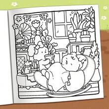 【减压涂色本】春日瞬间治愈放松 24页绘画涂色本 | 零基础描摹+减压涂鸦，成人青少年适用涂色本，简约大方的放松设计，可爱的动物角色缓解压力，加厚不透明，- 返校、父亲节、儿童节礼物，图案精美线条清晰，绘本（建议搭配绘画板使用）