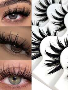5 Pairs Cartoon Style Lashes, Wet Look, Cosplay Themed, Dense & Tapered Design Strip Lashes,Lashes,Eyelashes,Fake Lashes