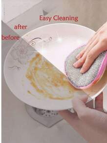 10pcs Multicolor Ultra-Fine Fiber Kitchen Sponges, Reusable Double-Sided Stainless Steel Scrubbing Pads, Soft Cleaning Brushes For Pots And Pans, Random Styles And Colors