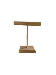 1pc Wooden T-Shape Bracelet Display Stand, Desktop Jewelry Display Holder, Necklace Organizer Storage Rack - Multicolor - View 9