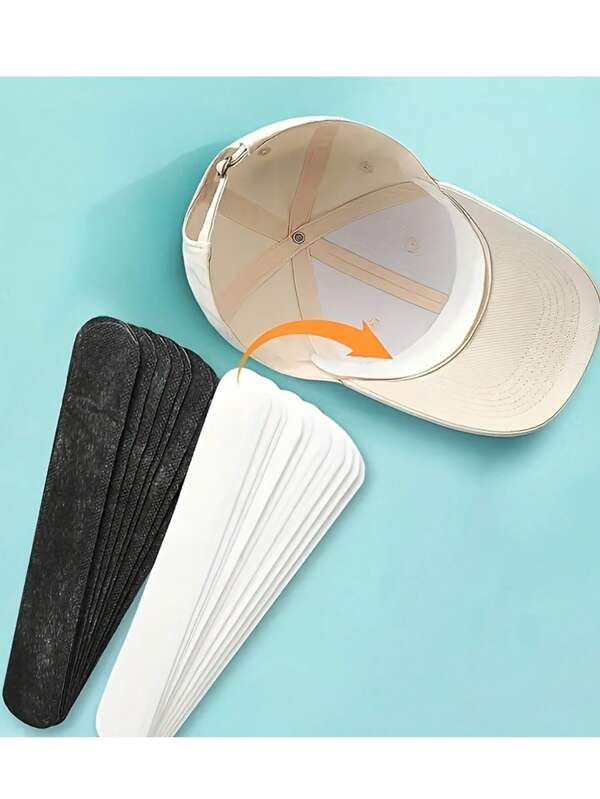 Juego de 10 piezas de adhesivos absorbentes de sudor para gorras, almohadillas absorbentes de sudor para gorras, almohadillas para el cuello de la camisa contra el sudor, banda absorbente de sudor para gorras, forro para gorras, almohadillas antiensuciamiento para el cuello