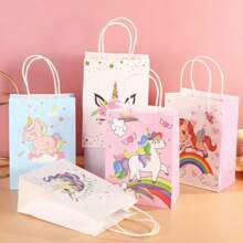15pcs/Unicorn Rainbow Pony Cartoon Packaging Bag Cartoon Kraft Paper Cute Handheld Gift Bag