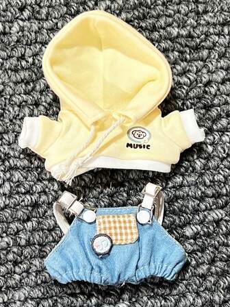 Conjunto de sudadera con capucha de osito lindo de 10 cm, sin atributos, ropa de muñeca, cambio de ropa de muñeca, solo se vende la ropa, no se venden las muñecas