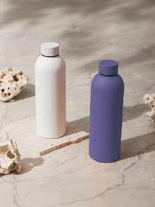 500ML/16.9oz 小口哑光户外运动水瓶，大容量不锈钢保温杯，适合露营、徒步旅行、真空瓶、时尚旅行杯，适合女性、学生、派对礼物