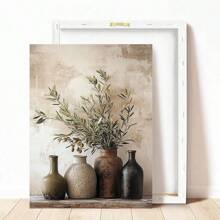 1 pieza, decorada con olivos vintage en jarrones, arte en lienzo colgante, adecuado para decoración del hogar y de la habitación, estilo moderno.