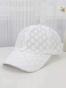 1 pezzo Berretto da baseball in pizzo floreale traforato da donna, cappello di moda per protezione solare, adatto per primavera/estate