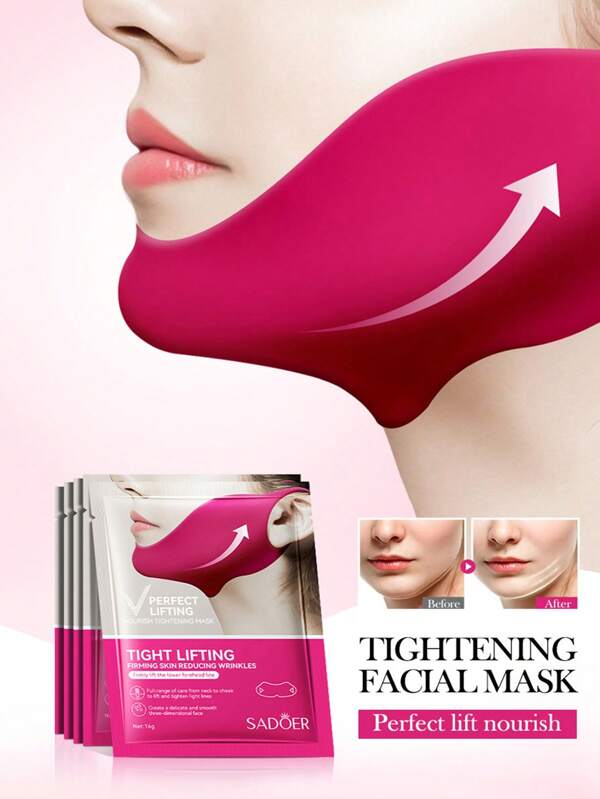 1 Stück/3 Stücke/5 Stücke Kinn-Lifting V-förmige Lifting-Gel-Maske, Gesichtslifting Kontur Straffungsband