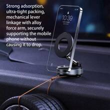 1 pièce Nouveau support de téléphone portable rotatif à 360 degrés avec ventouse magnétique à aspiration, support portable monté sur véhicule, surface lisse pour l'aspiration, fonctionnement à deux mains, réglage sur toute la plage et multi-angles, convient pour les véhicules, les tables et les murs