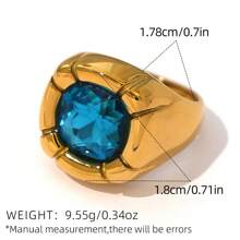 Frminee 1 pieza Conjunto de anillos vintage de piedras preciosas con acabado de oro de 18k y acero inoxidable grueso para mujer, anillo apilable de declaración de moda, anillo nudillo hecho a mano con piedras preciosas gótico retro, regalo de joyería para el Día de San Valentín, regalo de joyería navideña, anillo de circonita cúbica