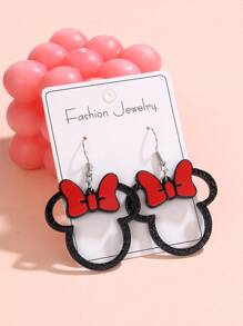 Disney 1 Pair Disney Mickey Mouse Bow Creative Acrylic Combination Cute Sweet Earrings, European & American Minimalist Style, Suitable For Women Daily Wear