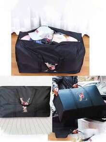 Bolsa de viaje plegable, bolsa de almacenamiento unisex, bolso de mano portátil para damas, bolsa de equipaje de gran capacidad para hombres, bolsa de accesorios de viaje multifuncional, bolsa de útiles escolares - Negro - Ver 2