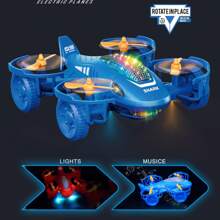 Juguete eléctrico de avión con forma de tiburón que gira 360°, con luces y sonido, coche eléctrico con piruetas, avión biónico eléctrico resistente a impactos con luces, el mejor regalo de Navidad y cumpleaños para niños y niñas, vuelta al colegio