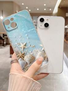 1pc Fashionable Ocean Element, Seashell Printed, Perforated, Transparent, Colorful, Thickened, Shockproof Phone Case Compatible With Iphone 16/11/16pro/16plus/16promax/16e/15Promax/13/14/12/XS/XR/7G/8P, Galaxy 11/12Pro/12/12X/13Pro/14Pro/15Pro, 10/9/Note9/12c/Note11pro/Note8Pro Waterproof Anti-Fall Scratch Resistant,International Version, Not The Domestic Version - Multicolor - View 3