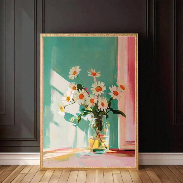 1pc, Wall Arts, Vintage Posters, Melancholic Floral Still Life, Minimalist Standalone Print, Rustic Style, Vintage Eclectic Wall Art, Wildflower Bouquet, Dopamine Decor Unframed ,Wall Art With Frame