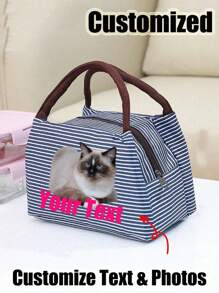 1Pc Custom Personalized Lunch Box Bag, Picnic Bag Fridge Bag Cooler Lunch Box,Thermal Insulation Lunch Bag With Built-In Waterproof Refrigerated Ice Pack And Large Capacity Commuting Storage Bag, Personalized Customized Gift