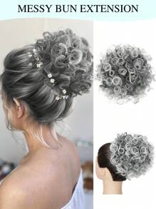 Large Curly Messy Bun Hair Piece Elastic Drawstring Ponytail Loose Wavy Short Ponytail Extension Synthetic Hair Tousled Fake Hair Bun For Women Daily Use