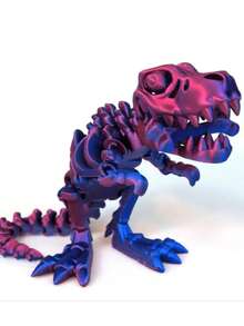 T-Rex 恐龙骨架装饰套装，3D 打印塑料装饰，色彩鲜艳 - 非常适合办公桌和家居装饰，是送给青少年和收藏家的完美礼物 - 隨機 - 查看 2