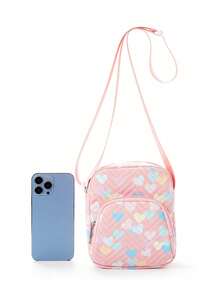 Girls Quilted Heart Design Novelty Bag - Pink - View 3