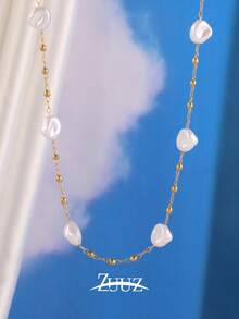 1 Đồng Hồ Thép Không Gỉ Đính Hạt Ngọc Trai Nữ Dây Chuyền Vòng Cổ Choker Trang Sức Nữ Người Bạn Tốt Nhất Quà Tặng - chuỗi vòng cổ - Xem 9