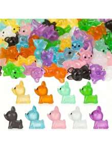Party Favor, DIY Item, Mini Resin Dog Ornaments, Colorful Glowing Dogs Used For Aquarium, Garden, Miniature Landscape, Toy House, Planter Pot Decor, New Year Gift, Holiday Present