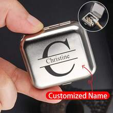 1pc Customized Name Pattern Mini Metal Ashtray, Portable Pocket Ashtray, Creative Car Smoking Accessory