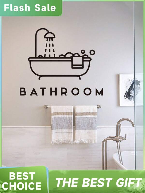 1 Pc Home Decor Bathroom Wall Sticker Durable Waterproof PVC Sticker Self-Adhesive Easy To Peel Suitable For Bathroom Wall Stickers Window Door Stickers Home Decor Make Your Home New Holiday Decor Stickers Birthday Graduation Gift