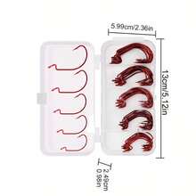 50PCS/Box Lure Steel Worm Crank Hook Set Carp Fishing Hook Saltwater Sea Single Hooks - Red - View 8