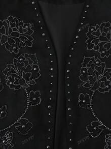 ZEVITY Sequin Decorated Floral Embroidery Cardigan Vest Top