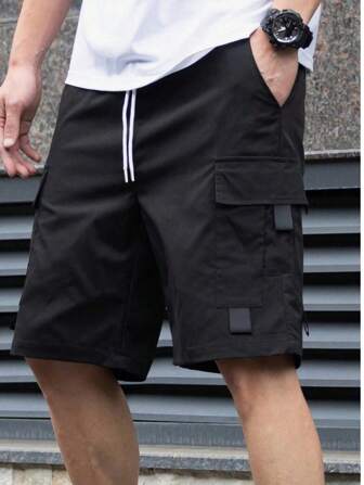 青少年男孩新款青少年时尚休闲短裤，休闲运动健身短裤，带多个口袋