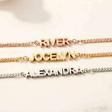 Personalized Jewelry Gift For Her - Gold Cuban Link Name Bracelet - Multicolor - View 3