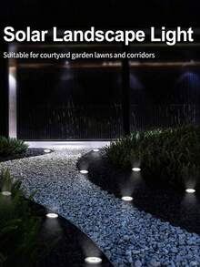 4 Packs Upgeade 8LED Outdoor Solar Lights Buried Garden Decor Lamp Sunlight Power Disk Light Underground Yard Lawn Spotlight(1/2/4 Packs) - Silver - View 6