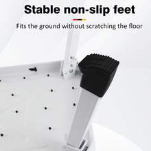 Vandise Heavy Duty Steel Step Stool Ladder - Foldable Compact Portable Platform Ladder With Non-Slip Pads For Adults & Kids - Multi-Functional Small Stool For Kitchen Bathroom Camping Office (Can Sit On) | Adjustable Steel Step Stool | Folding Metal Ladder With Anti-Slip Surface | Compact Multi-Purpose Stool For Home Use - White - View 5
