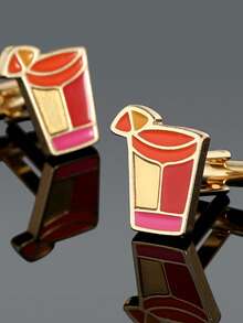 1pair Cocktail Cufflinks - Novel Bar Straw Cup Cufflinks For Beverage Cups/Bartenders And Cocktail Enthusiasts Apparel Accessories - Multicolor - View 5