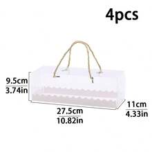 2pcs/4pcs Rectangular Transparent PET Cake Roll Packaging Boxes, Square Handle Swiss Roll Cake Boxes, Baking Pastry Takeaway Containers - Multicolor - View 19