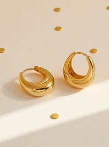 Pendientes elegantes tipo aro grueso de estilo sencillo y elegante, aptos para uso diario o en fiestas (sin caja)